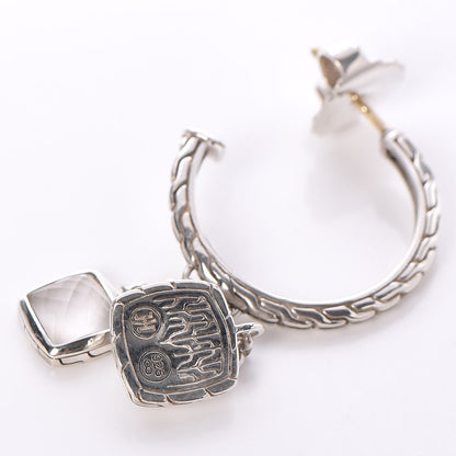 Louis Vuitton JOHN HARDY Sterling Silver White Quartz Batu Classic Chain Hoop Earrings 4 of 5