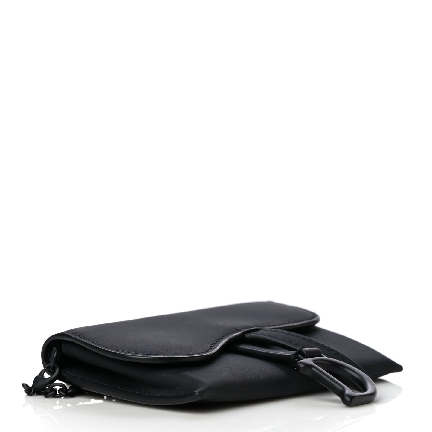 Ultra Matte Calfskin Nano Saddle Chain Pouch Black