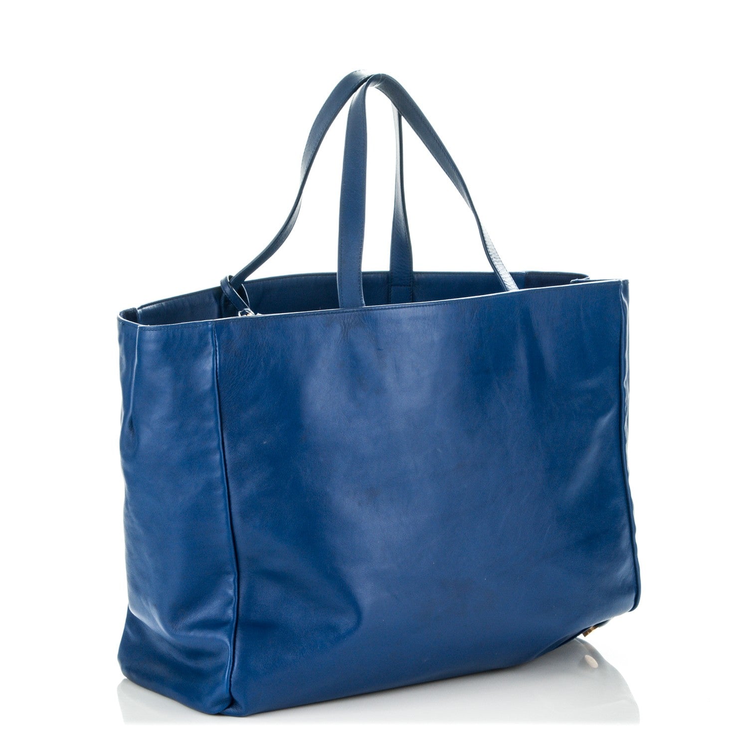 Saint Laurent Calfskin Suede Reversible East West Shopper Tote Blue 8 of 9