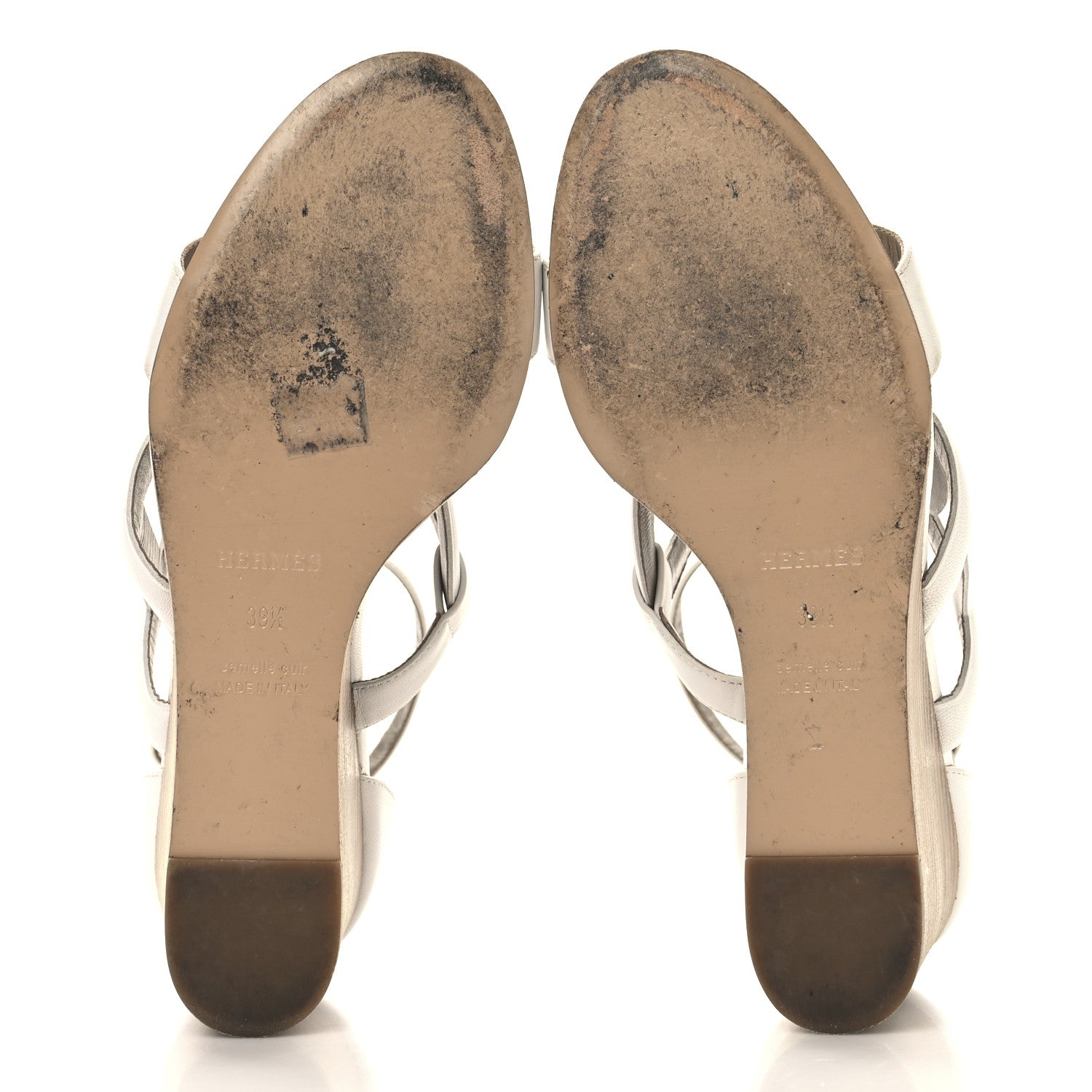 Hermes Nappa Brisbane Wedge Sandals 39.5 White 6 of 13