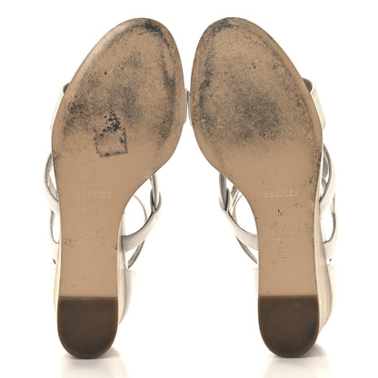 Hermes Nappa Brisbane Wedge Sandals 39.5 White 6 of 13