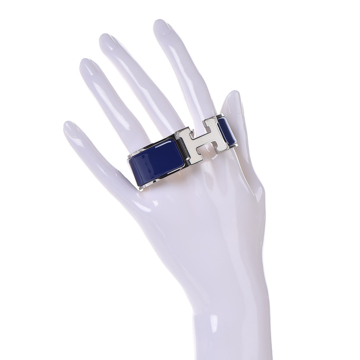 Hermes Enamel Wide Clic Clac H Bracelet PM Bleu Royal Blanc 2 of 4