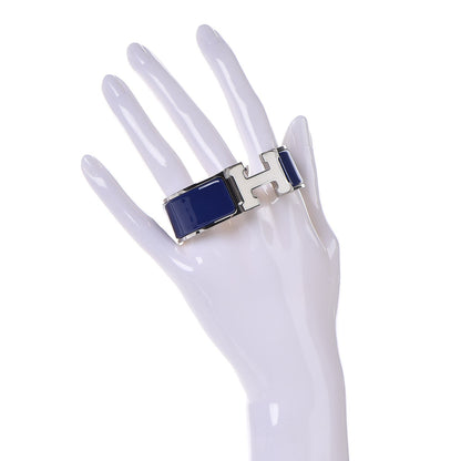 Hermes Enamel Wide Clic Clac H Bracelet PM Bleu Royal Blanc 2 of 4