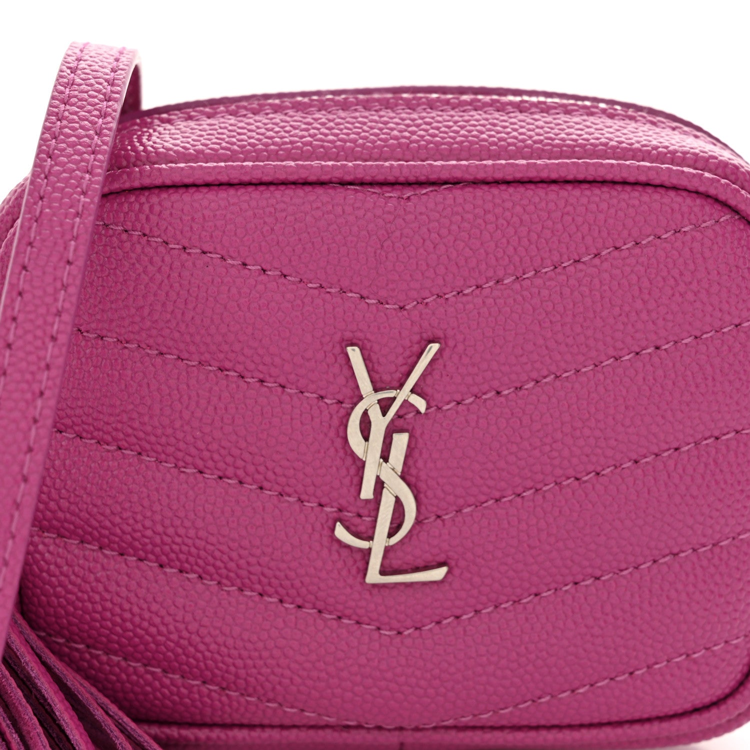 Saint Laurent Grain De Poudre Matelasse Monogram Baby Lou Camera Bag Electric Fuxia 8 of 11