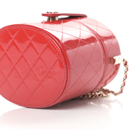 Chanel Patent Quilted Small Round Vanity With Chain Red 10 of 10