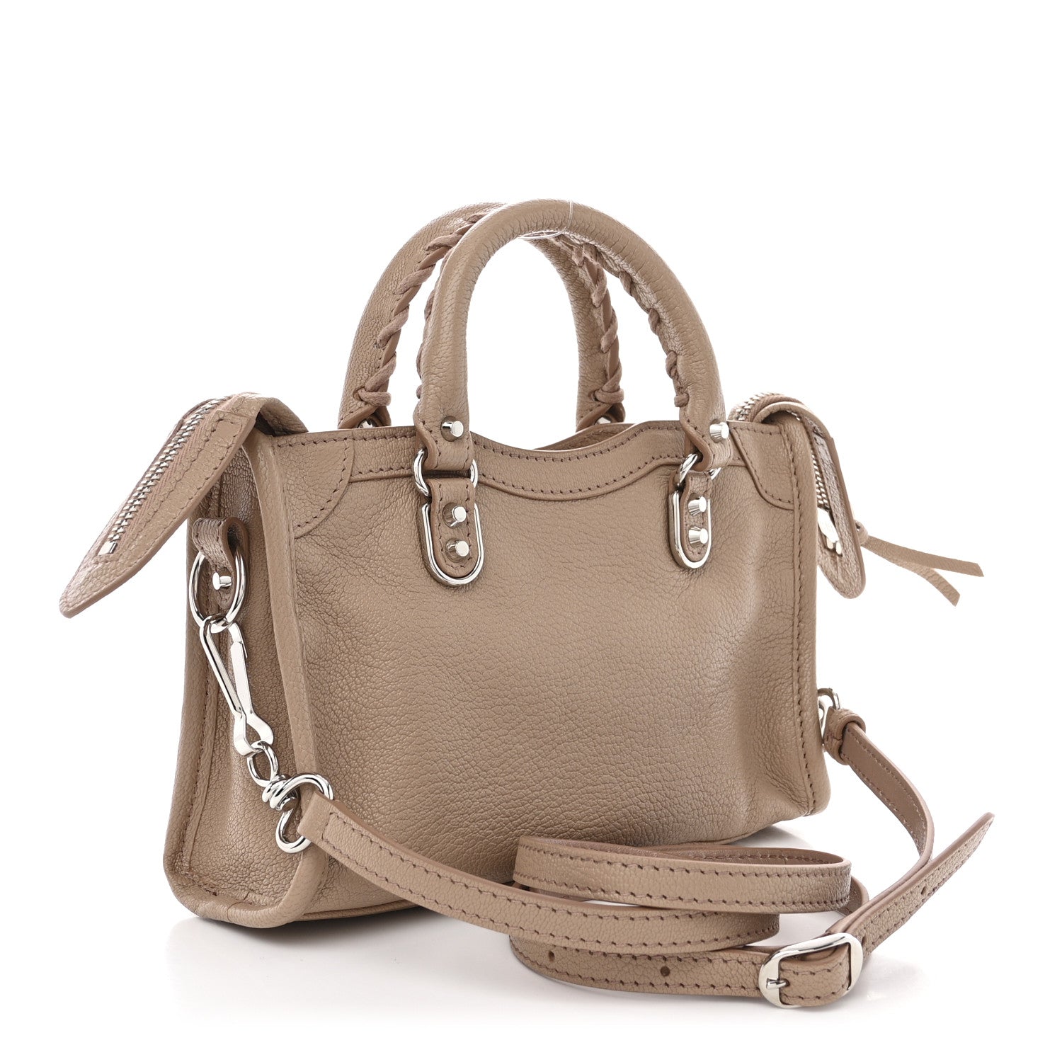 Balenciaga Chevre Silver Metallic Edge Hardware Nano City Beige Latte 3 of 11