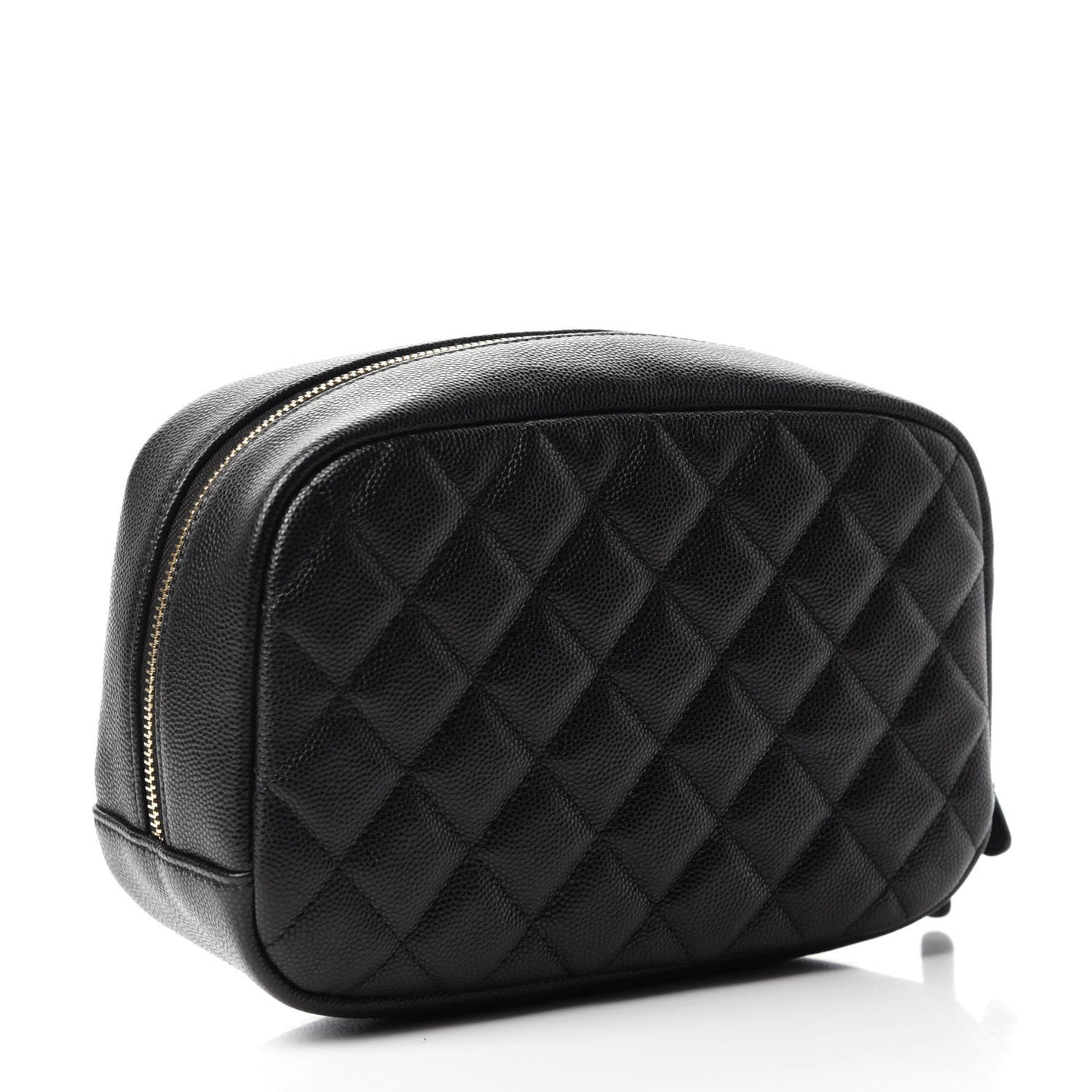 Caviar Quilted Curvy Pouch Cosmetic Case Black