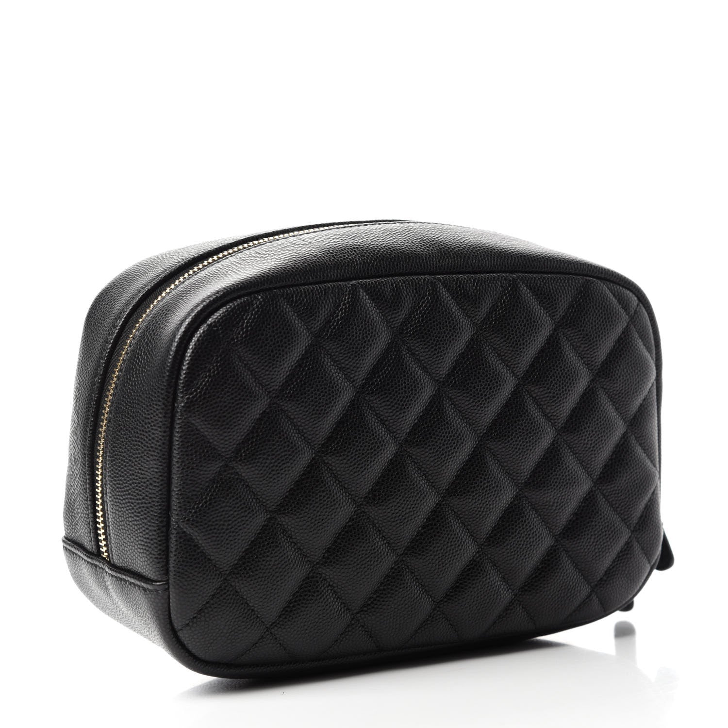 Chanel Caviar Quilted Curvy Pouch Cosmetic Case Black 3 of 9