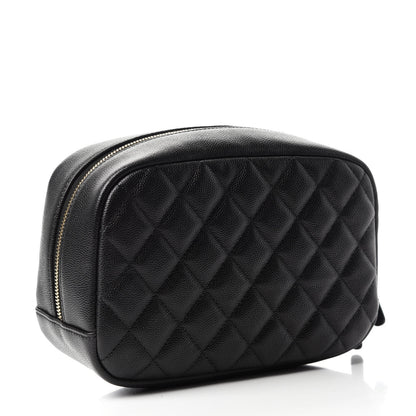 Chanel Caviar Quilted Curvy Pouch Cosmetic Case Black 3 of 9