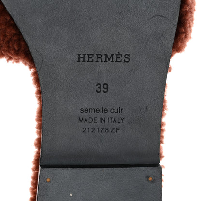 Hermes Woolskin Oran Sandals 39 Cognac 7 of 7