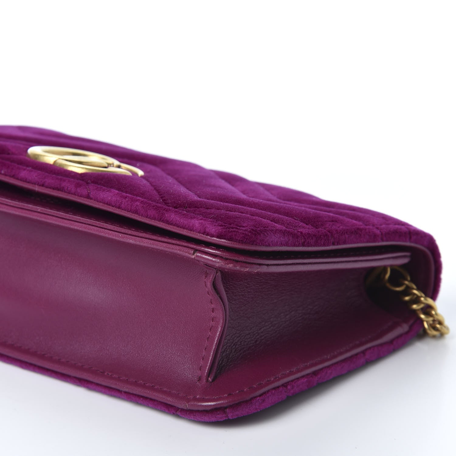 Gucci Velvet Matelasse GG Marmont Mini Bag Fuchsia Violet Cyclamen 6 of 8