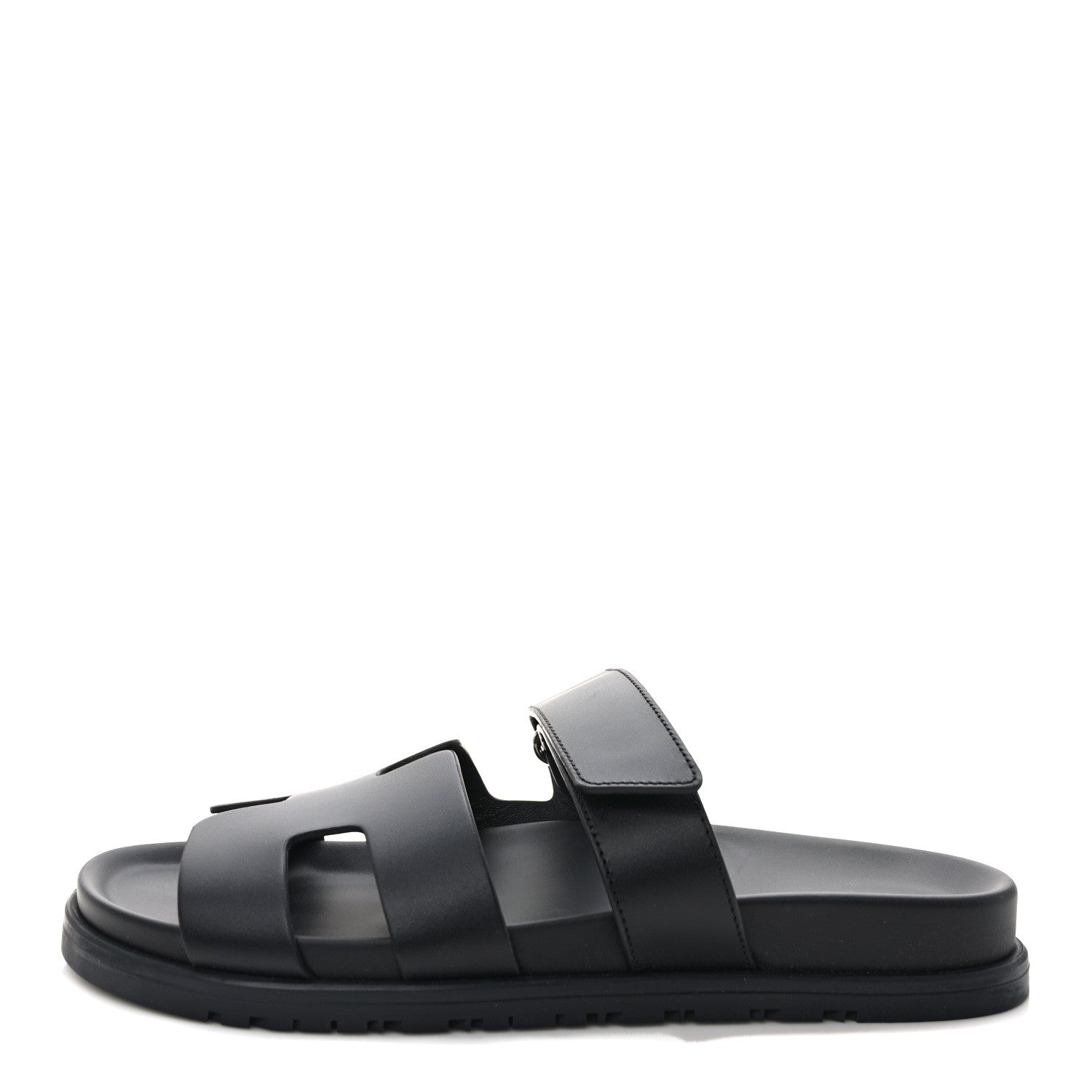 Hermes Calfskin Womens Chypre Sandals 39.5 Black 1 of 9