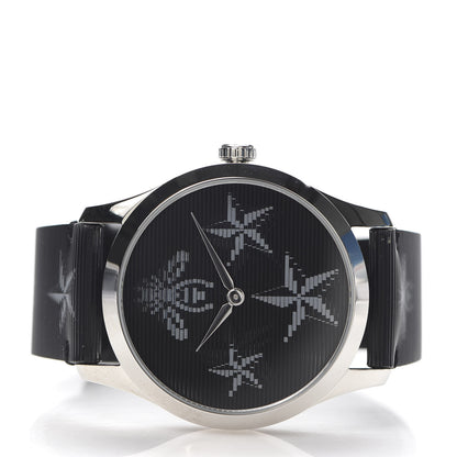 Gucci Stainless Steel Calfskin 38mm G-Timeless Bee Star Hologram Quartz Watch Black 3 of 6