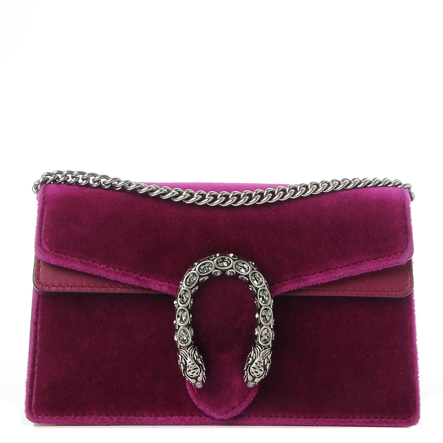 Velvet Super Mini Dionysus Shoulder Bag Fuchsia Violet Cyclamen