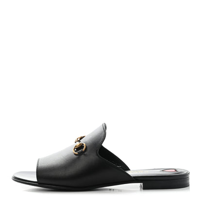 Gucci Malaga Kid Horsebit Slide Sandals 36.5 Black 1 of 8