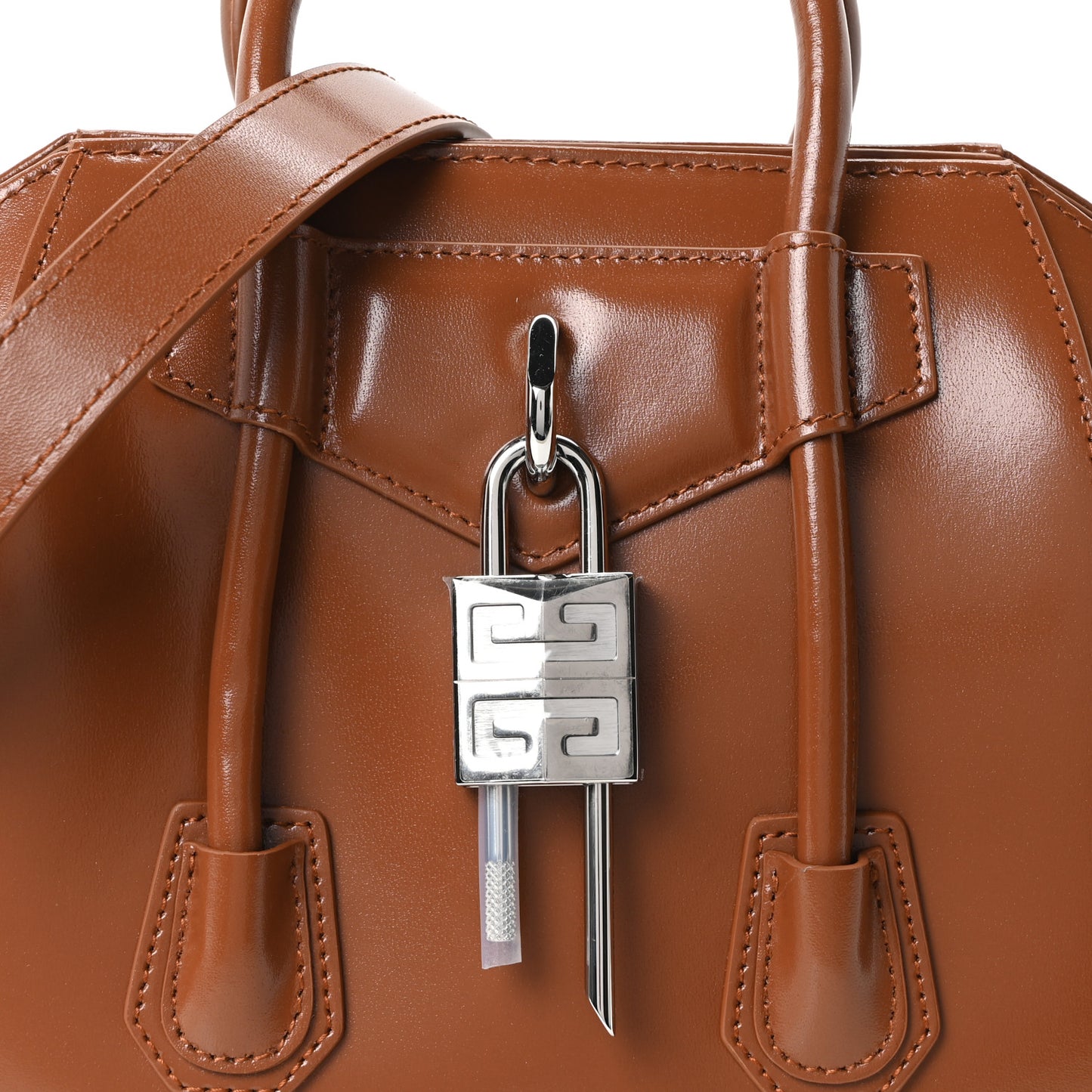 Box Calfskin Mini Lock Antigona Shoulder Bag Tan