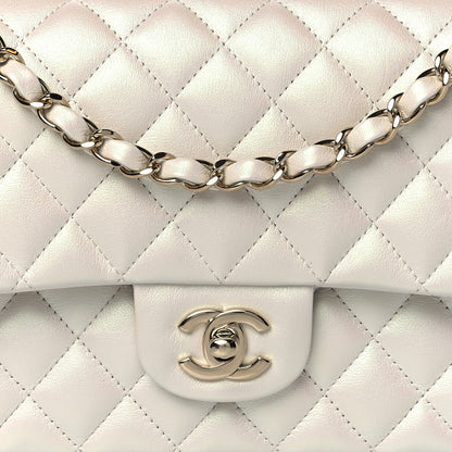 Chanel Iridescent Calfskin Quilted Medium Double Flap White 8 of 11