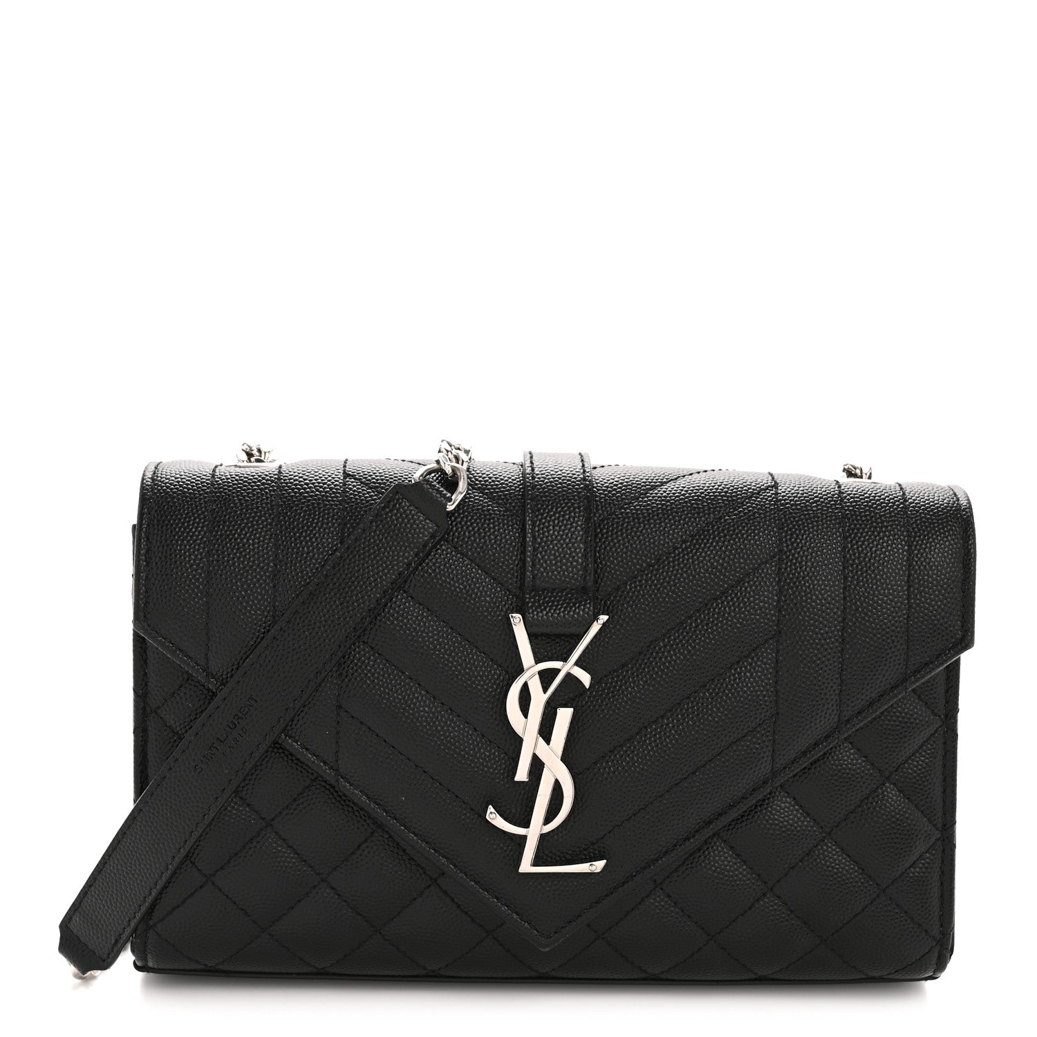 Saint Laurent Grain De Poudre Textured Mixed Matelasse Triquilt Small Monogram Satchel Black 1 of 14
