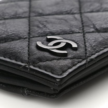 Chanel Crumpled Calfskin Quilted Card Holder Wallet So Black 9 of 13