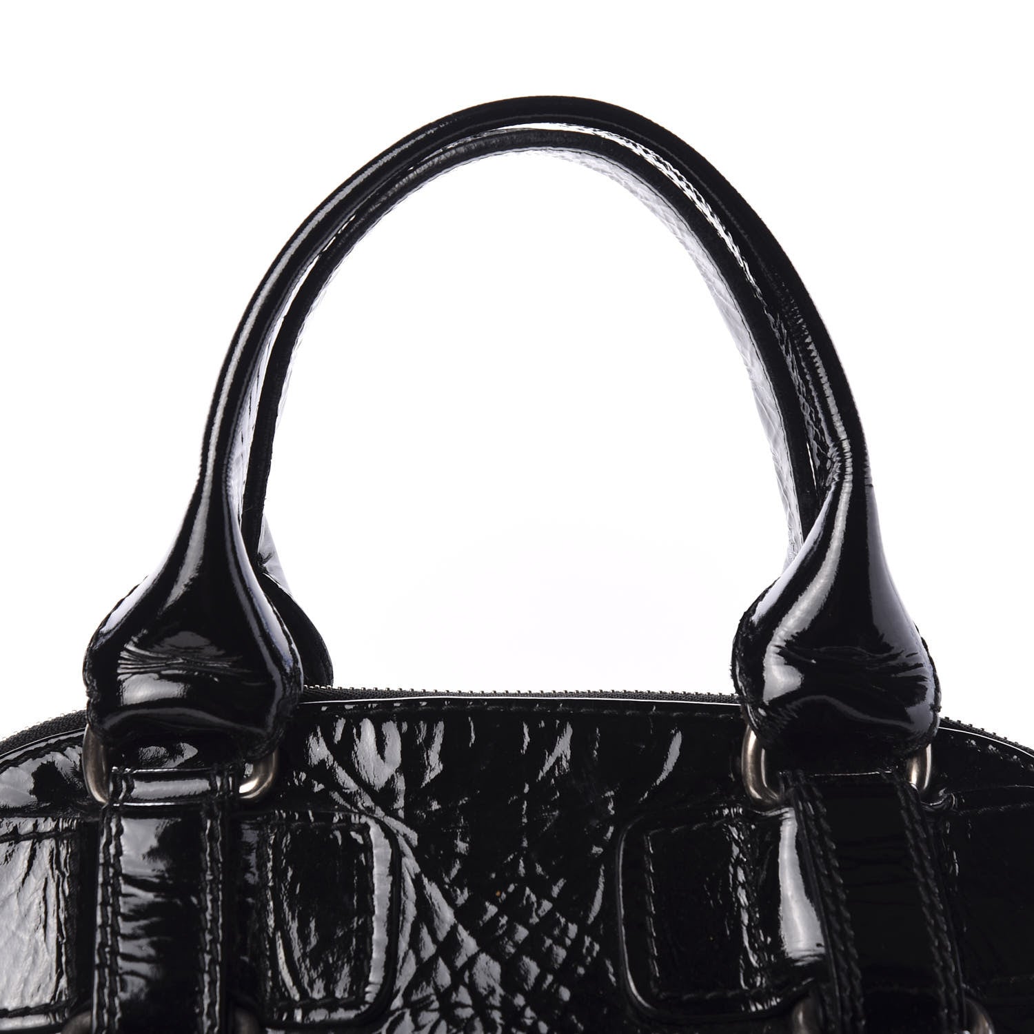 Chloe Patent Calfskin Quilted Large Bay Tote Black 9 of 9
