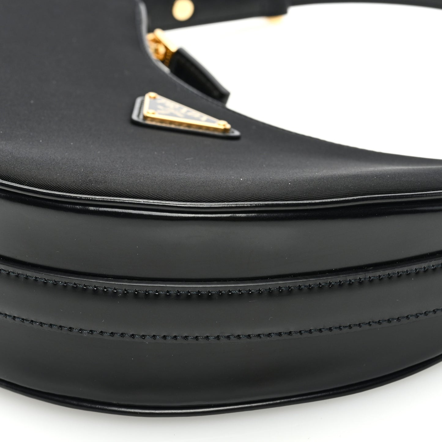 Re-Nylon Spazzolato Small Arque Shoulder Bag Black