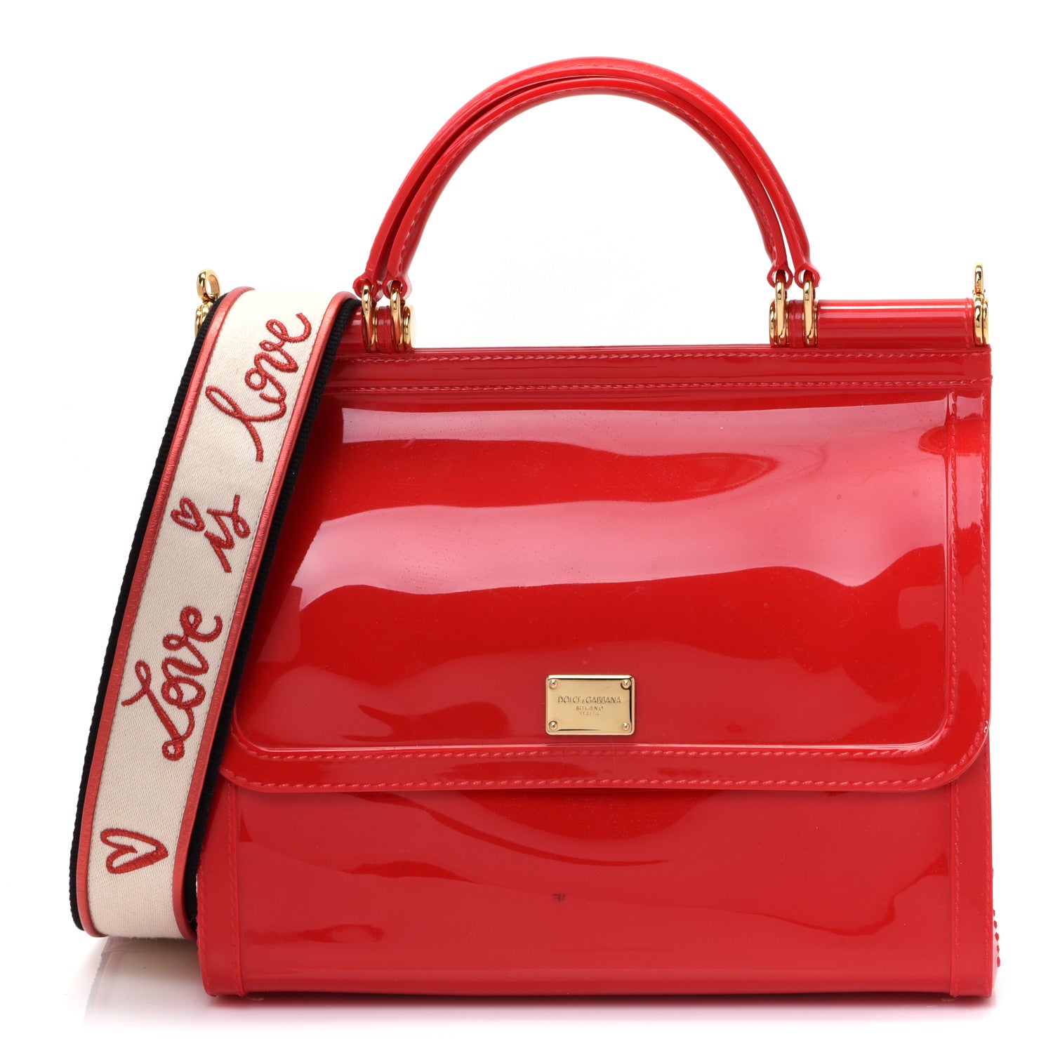 Dolce & Gabbana Rubber Miss Sicily Satchel Red 1 of 10
