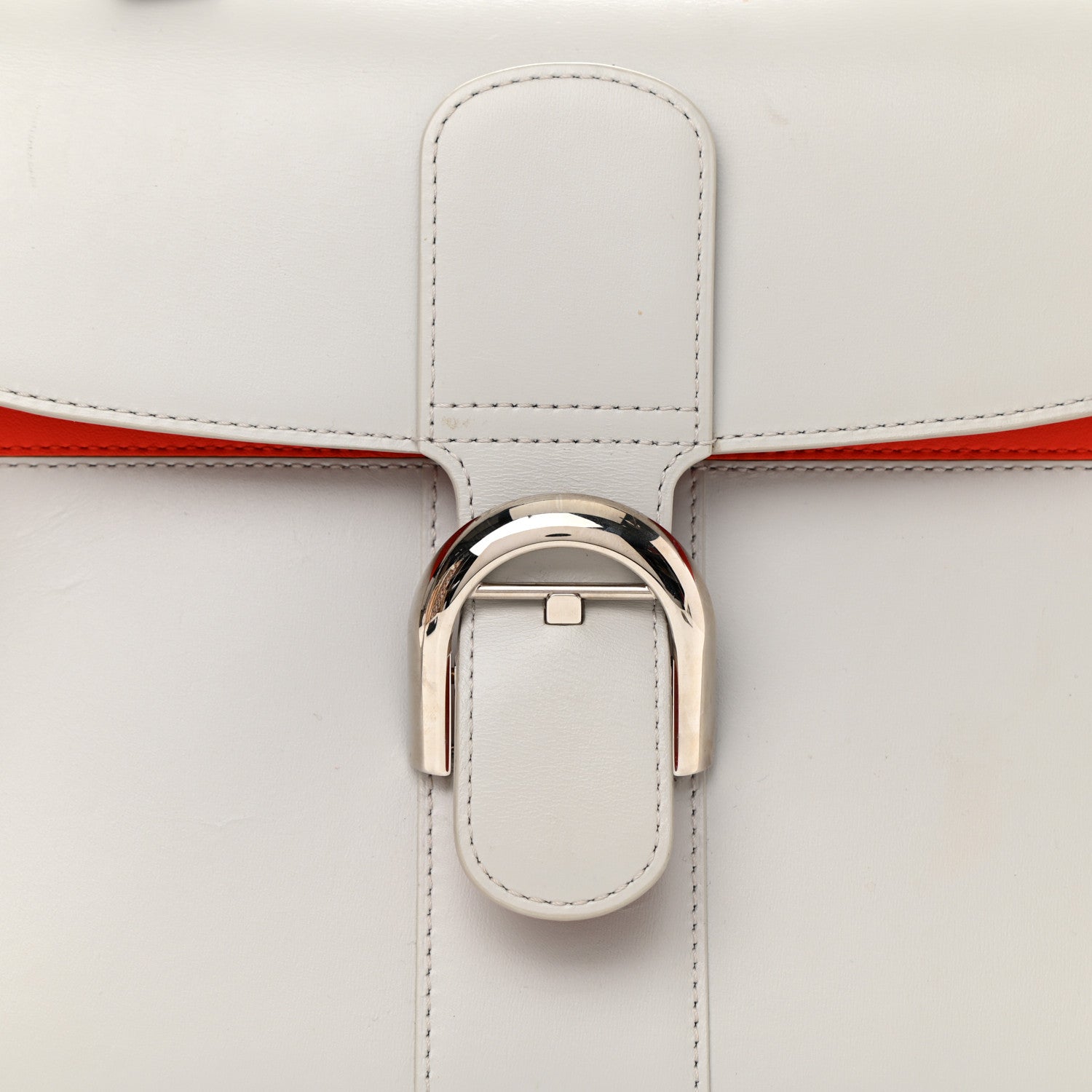 Delvaux Calfskin MM Brillant Satchel Light Grey Red 7 of 13