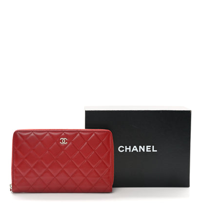 Chanel Lambskin Quilted Large Zip Around Organizer Wallet Red 9 of 9