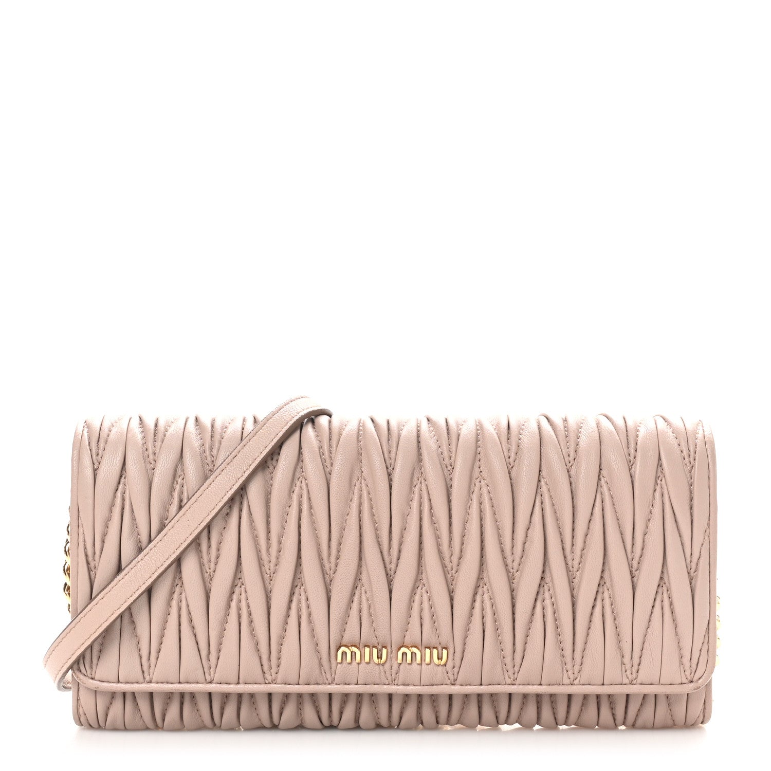Miu Miu Nappa Matelasse Wallet On Chain Pomice 1 of 10