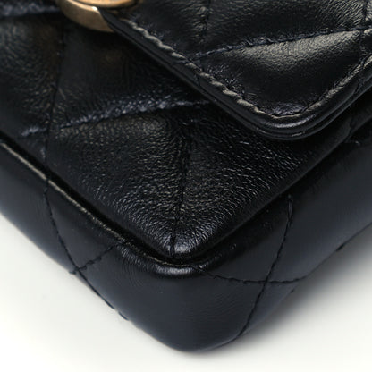 Chanel Lambskin Lacquered Metal Quilted Flap Chain Belt Bag Black 11 of 11