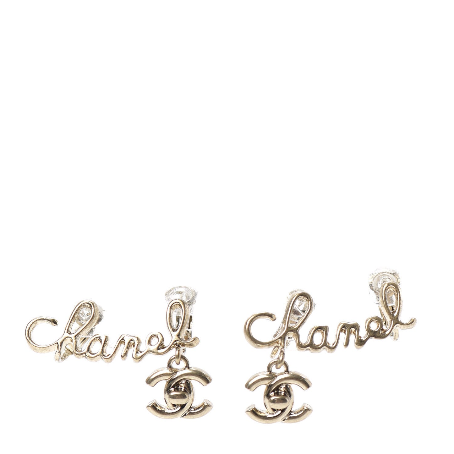 Metal Logo CC Turnlock Clip On Earrings Gold