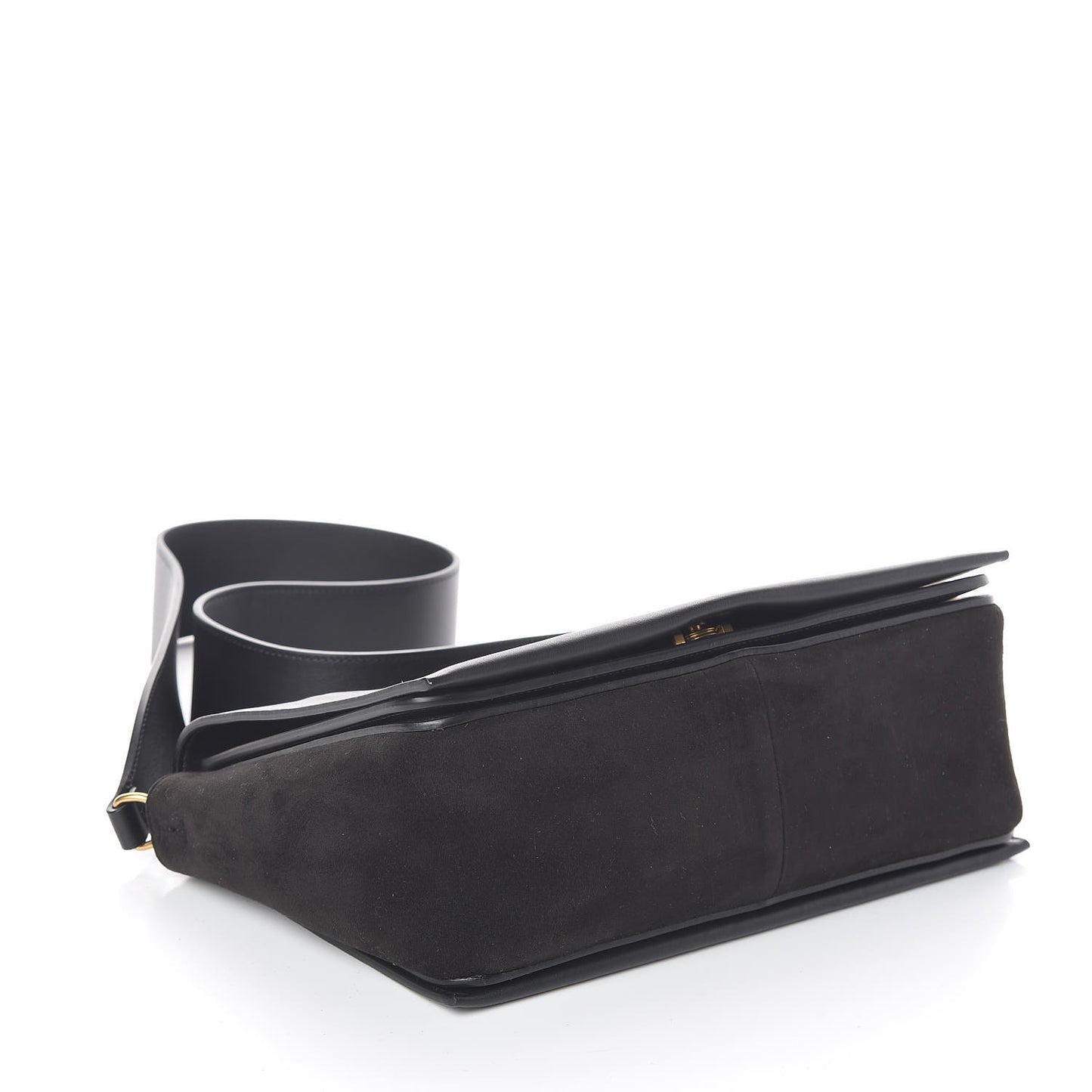 Suede Calfskin Medium Frame Shoulder Bag Black