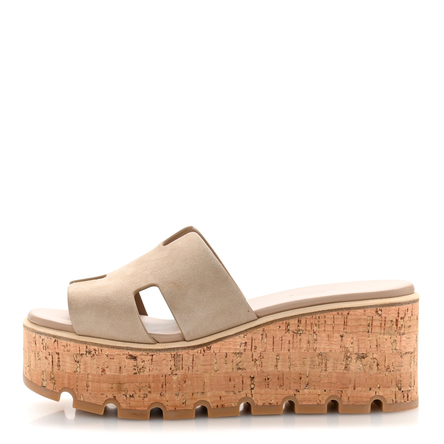 Hermes Suede Goatskin Cork Eze 30 Sandals 37 Beige Argile 1 of 11