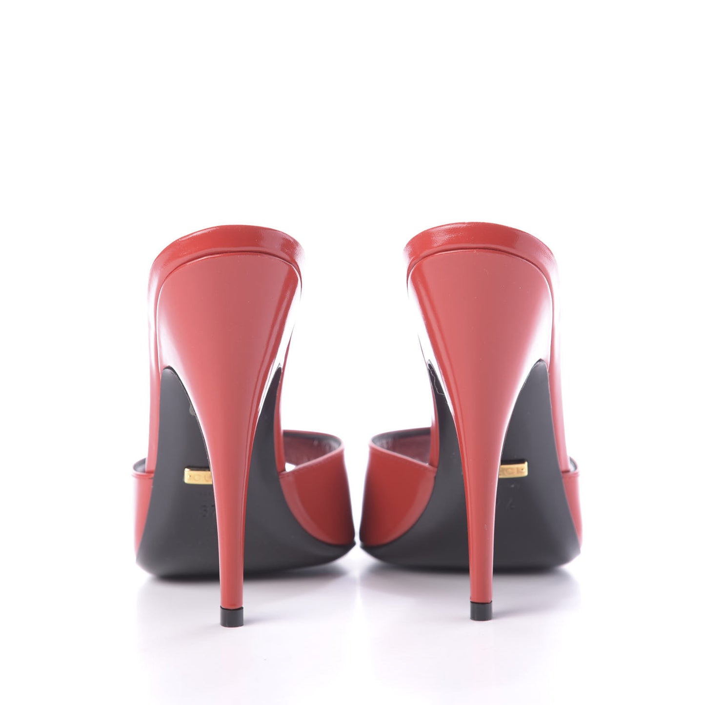 Polished Calfskin Scarlet High Heel Slide Sandals 37.5 Heron Red