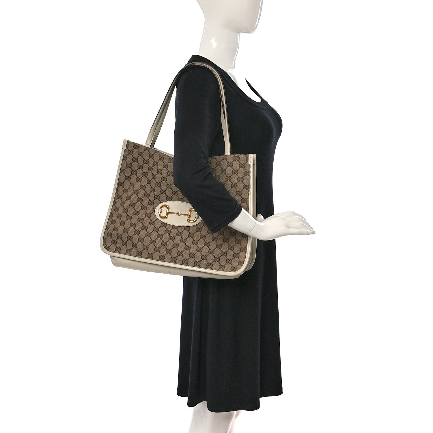 Gucci Monogram New Sakai Calfskin Lux Horsebit 1955 Tote Beige Ebony Mystic White 2 of 9