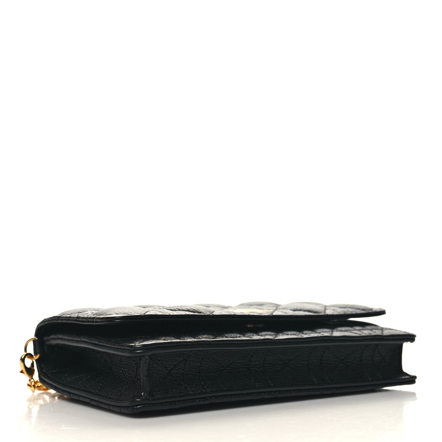 Supple Calfskin Caro Pouch with Chain Black
