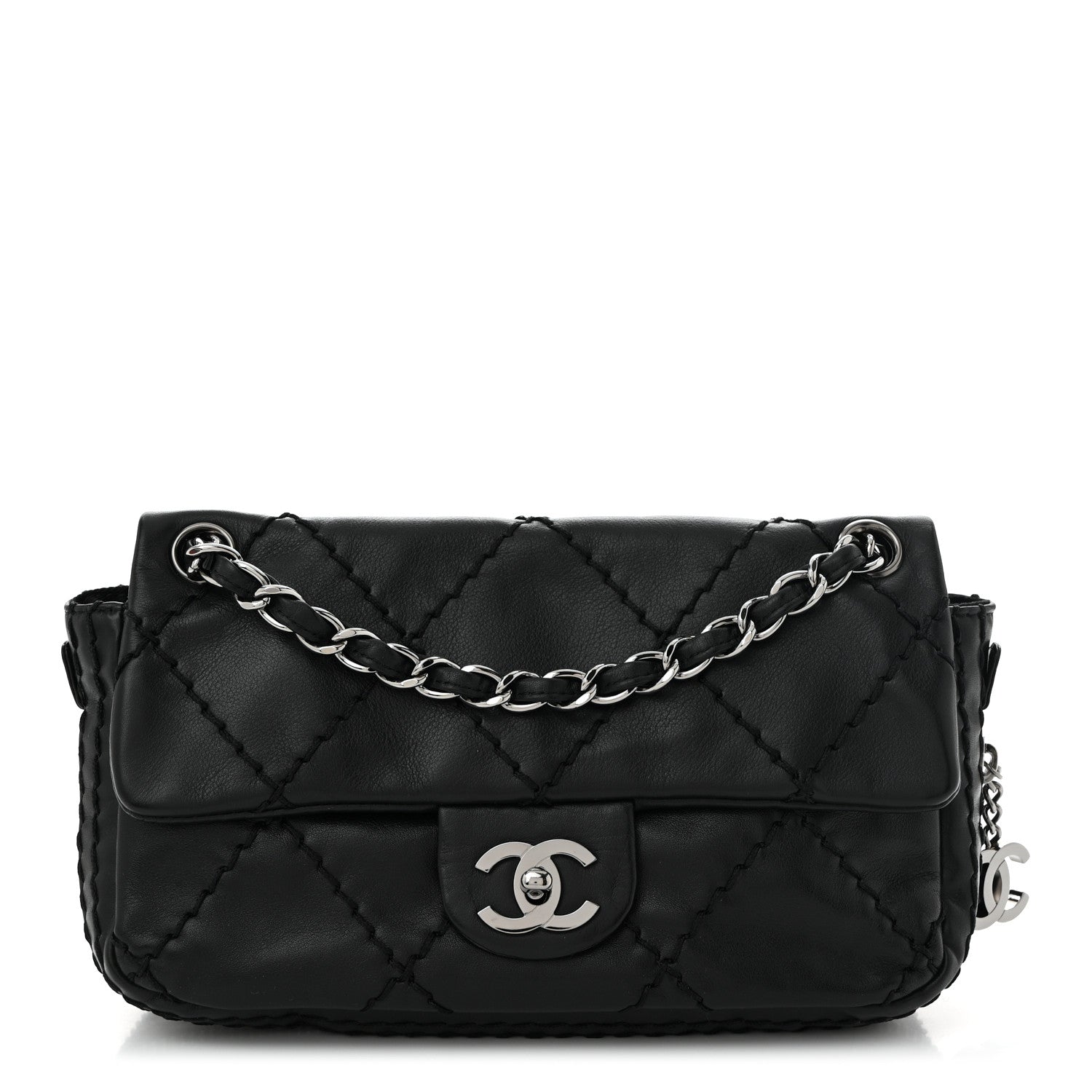 Chanel Calfskin Stitched Expandable Flap Black 1 of 10