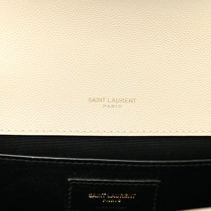 Saint Laurent Grain De Poudre Textured Mixed Matelasse Medium Triquilt Monogram Satchel Crema Soft 6 of 10
