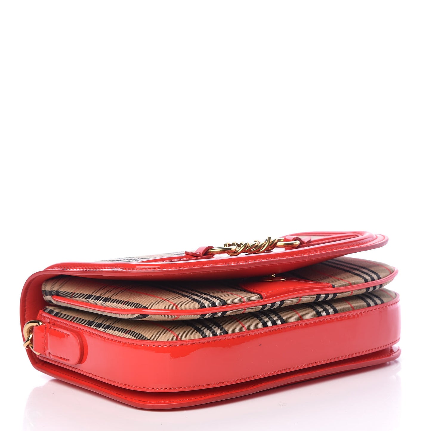 Patent 1983 Knight Check Link Shoulder Bag Bright Red