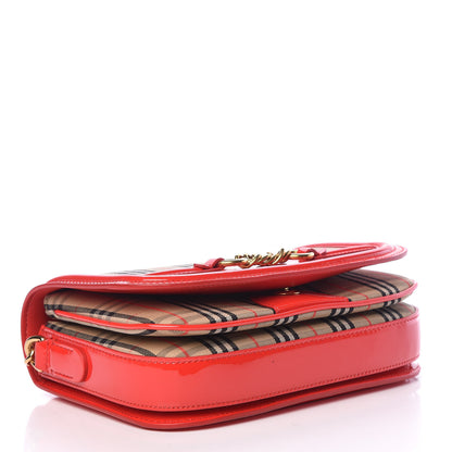 Burberry Patent 1983 Knight Check Link Shoulder Bag Bright Red 4 of 15