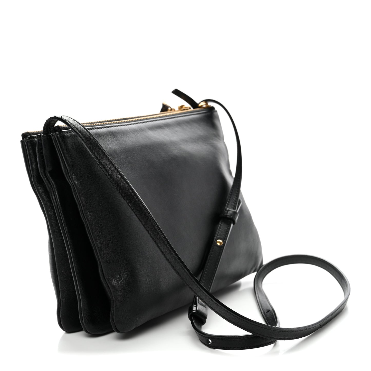 Lambskin Large Trio Crossbody Bag Black