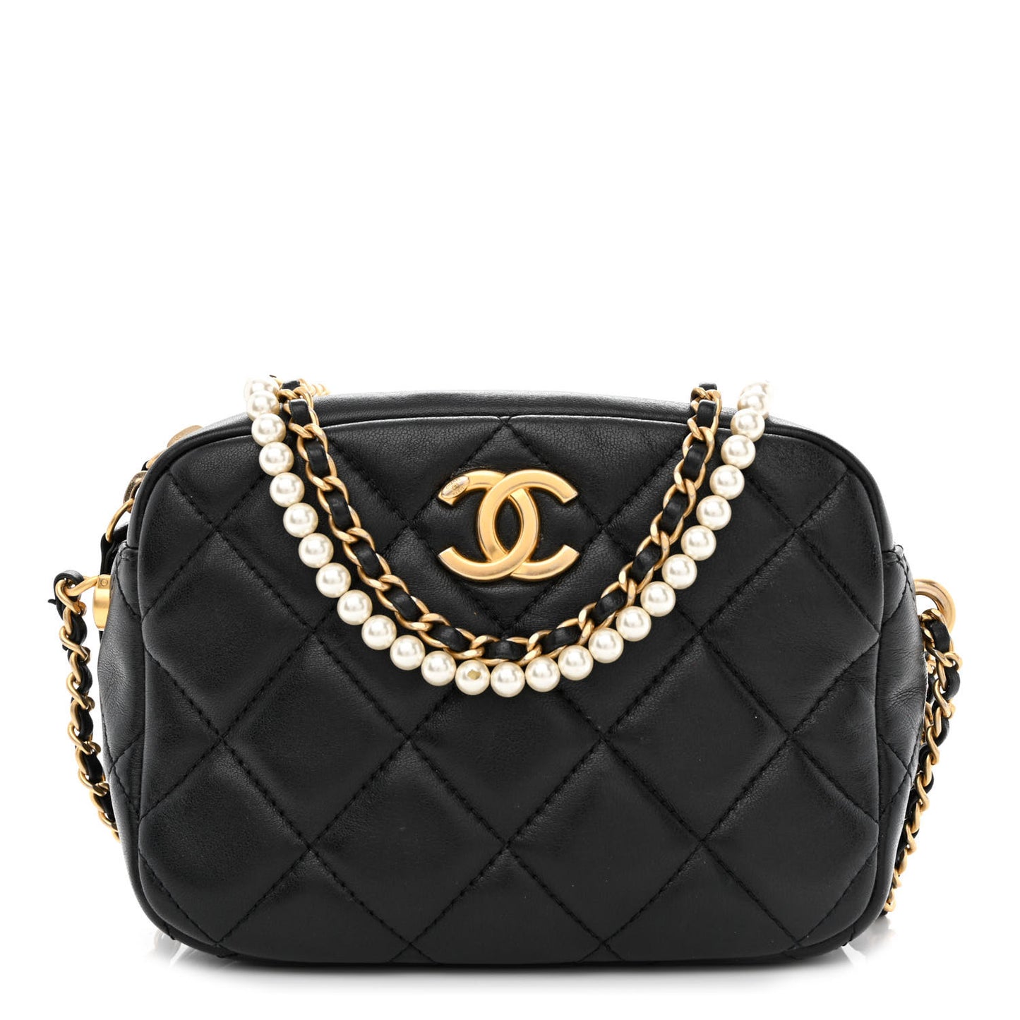 Lambskin Quilted Mini My Perfect Camera Case Black