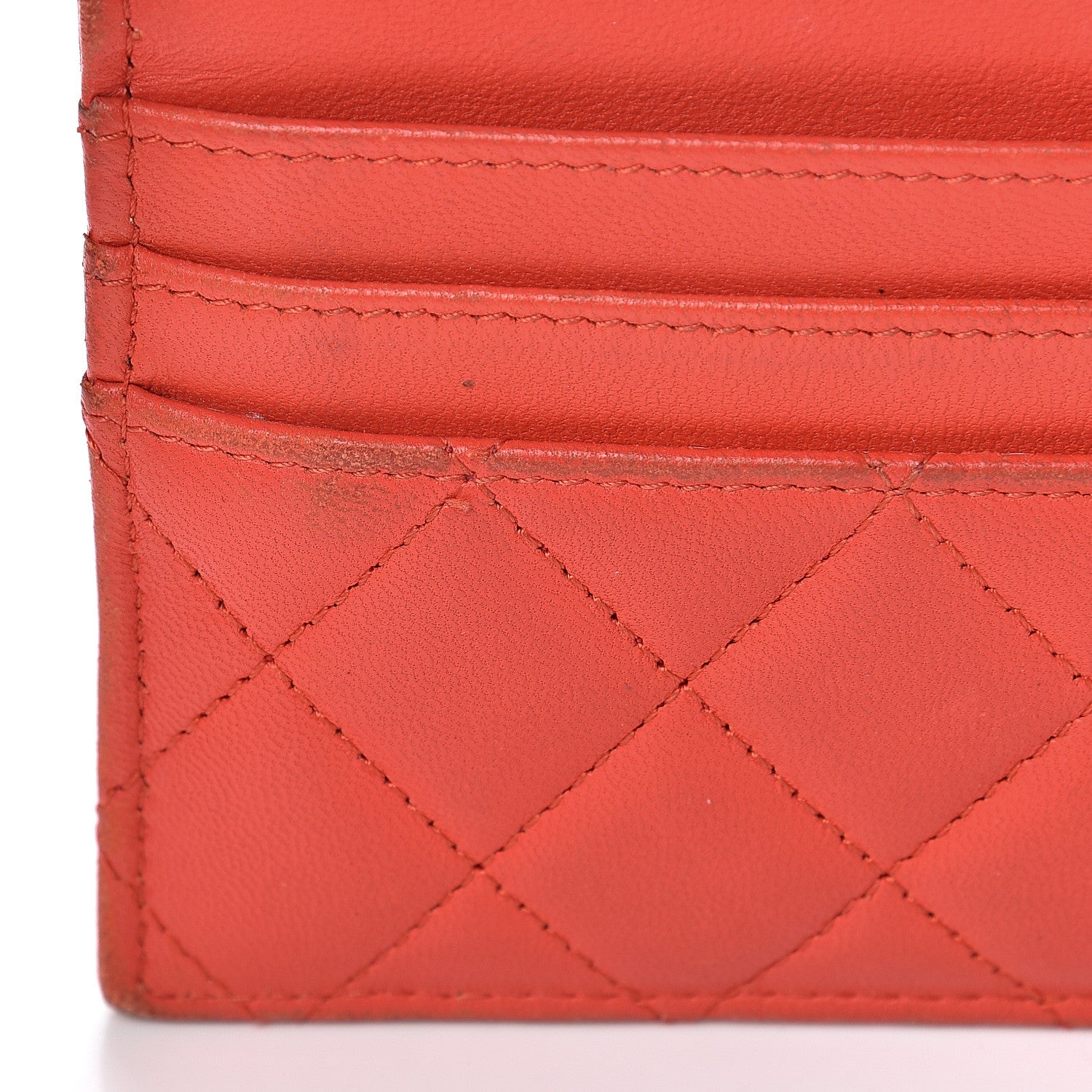 Chanel Lambskin Quilted Zip Card Holder Red 10 of 13