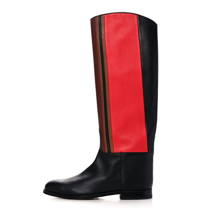 Hermes Calfskin Striped Riding Boots 39 Multicolor 1 of 12