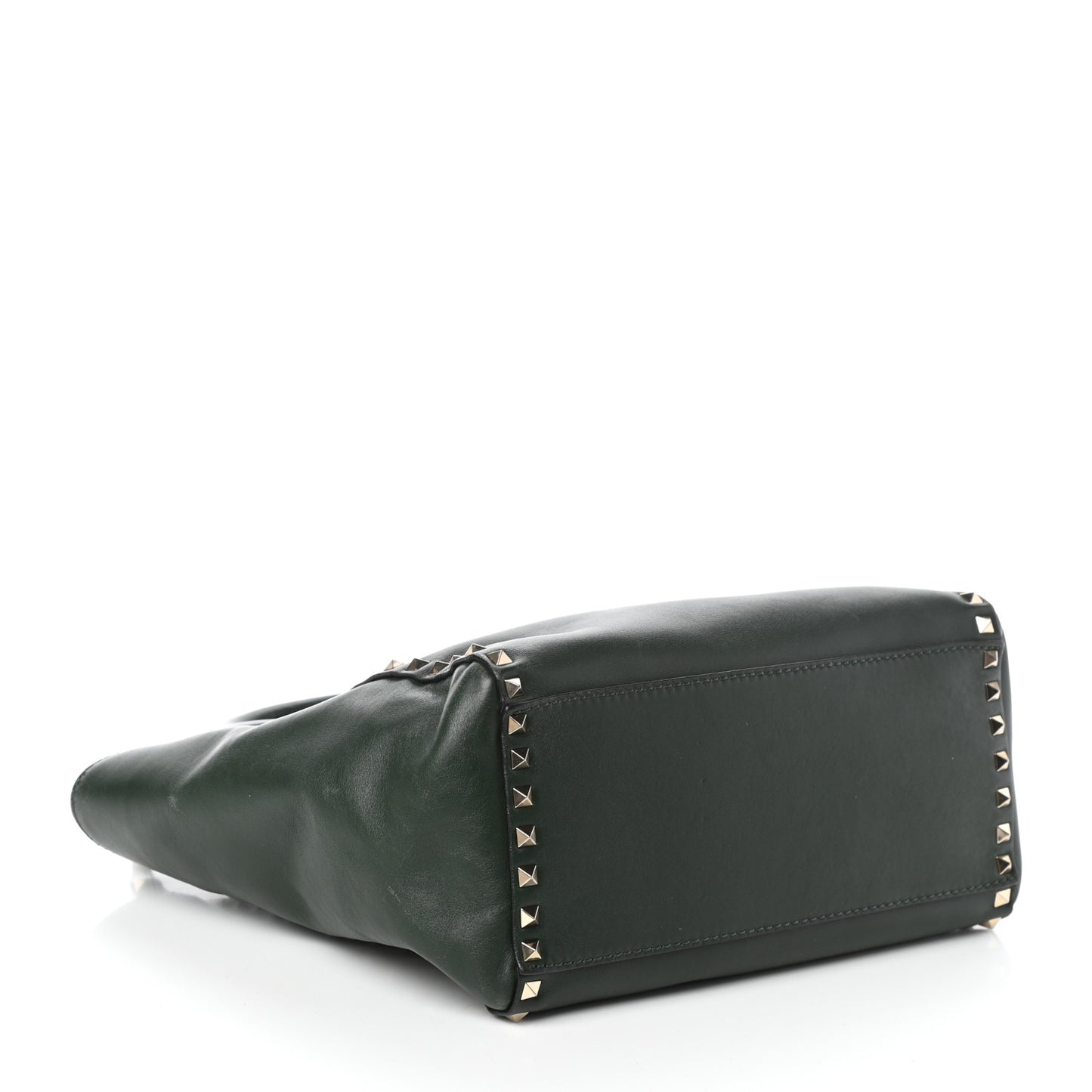 Vitello Rockstud Double Handle Tote Green