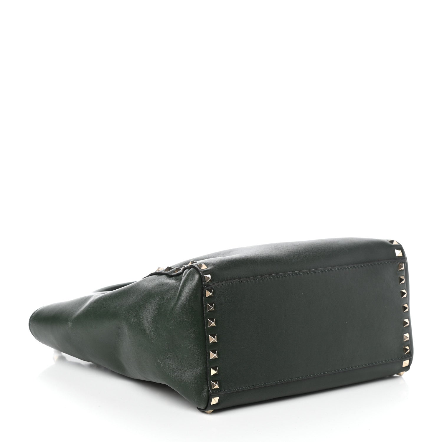 Valentino Garavani Vitello Rockstud Double Handle Tote Green 4 of 9