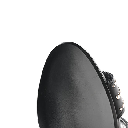 Hermes Calfskin Clous Legend Wedge Sandals 36 Black 10 of 12