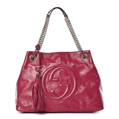Gucci Vernice Naplack Medium Soho Chain Shoulder Bag Bright Bouganville 1 of 21