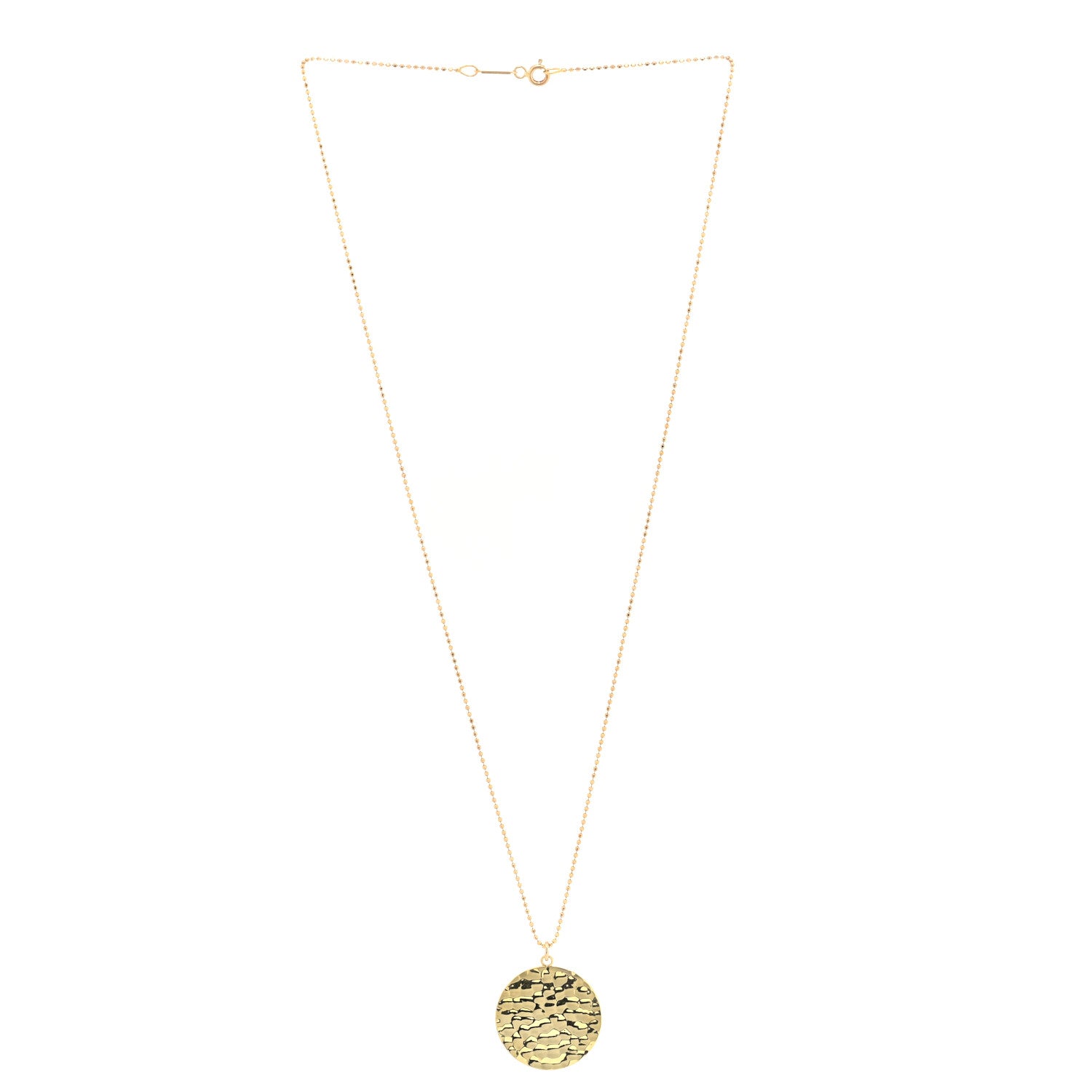 Jennifer Meyer 18K Yellow Gold Hammered Disc Pendant Necklace 2 of 6