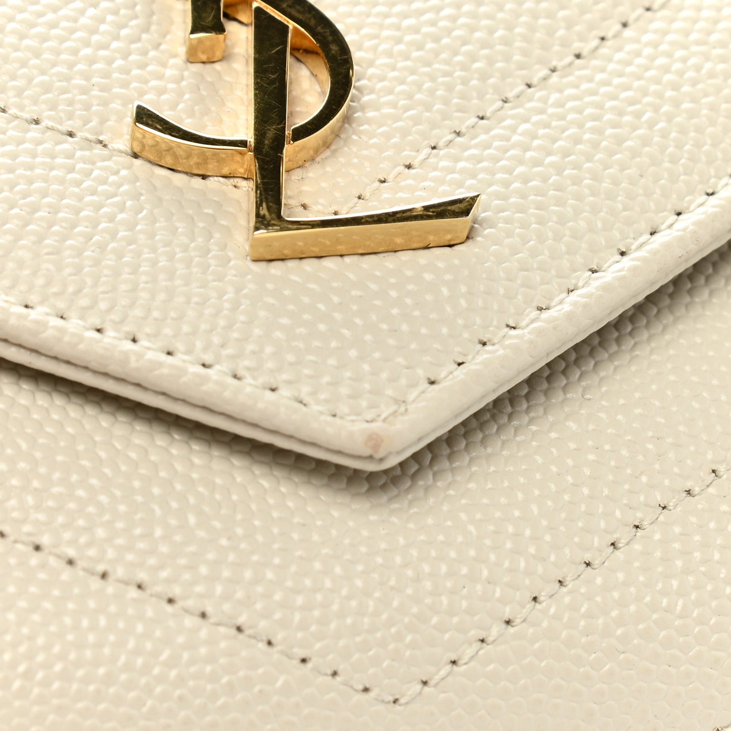 Grain De Poudre Matelasse Chevron Small Monogram Envelope Wallet Crema Soft